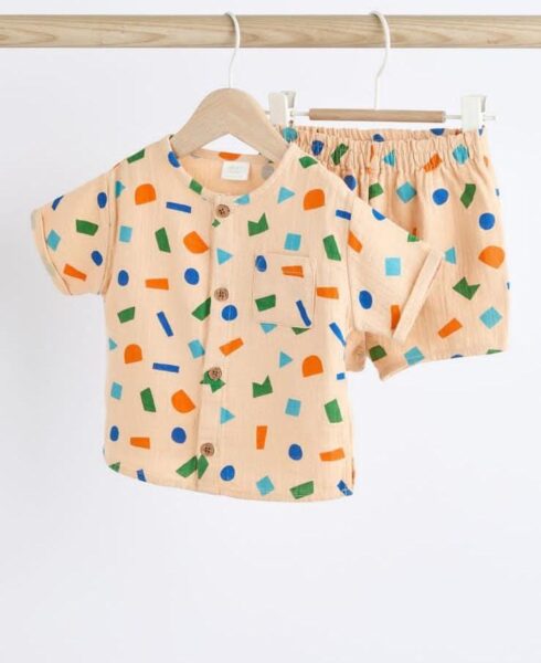 Next baby boy bright shape 100% cotton top and shorts
