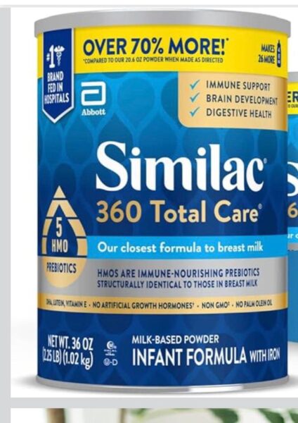 Similac 360 Total Care Infant Formula, Has 5 HMO Prebiotics, Our Closest Prebiotic Blend to Breast Milk, Non-GMO, Baby Formula Powder, 36-oz